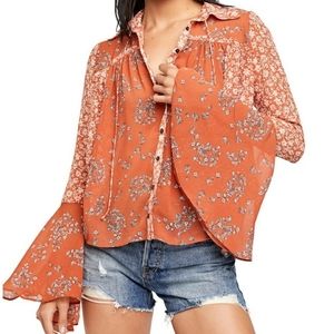 WOMEN'S FREE PEOPLE SERENA BLOUSE SIZE SMALL